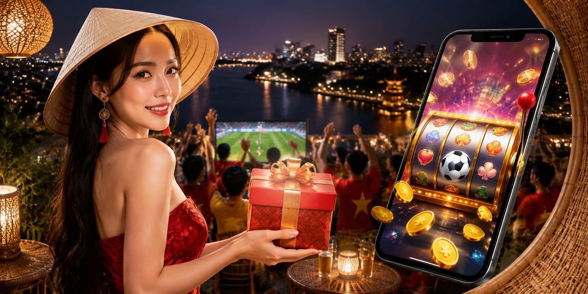Người chơi Hà Nội trải nghiệm slot game với chiếc nón lá truyền thống